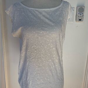 LOFT White Sequin Blouse